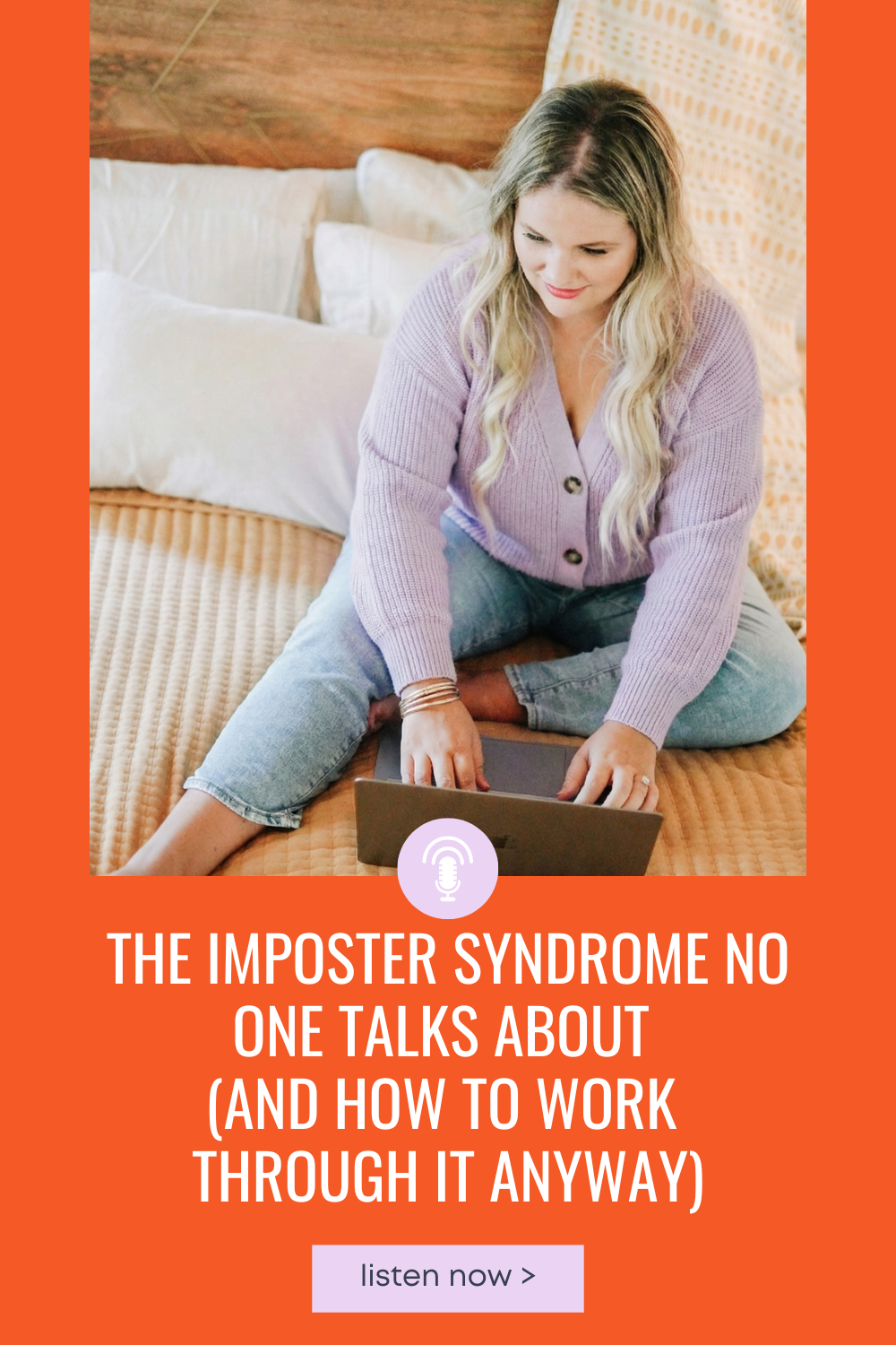 Brandi sitting on bed with laptop