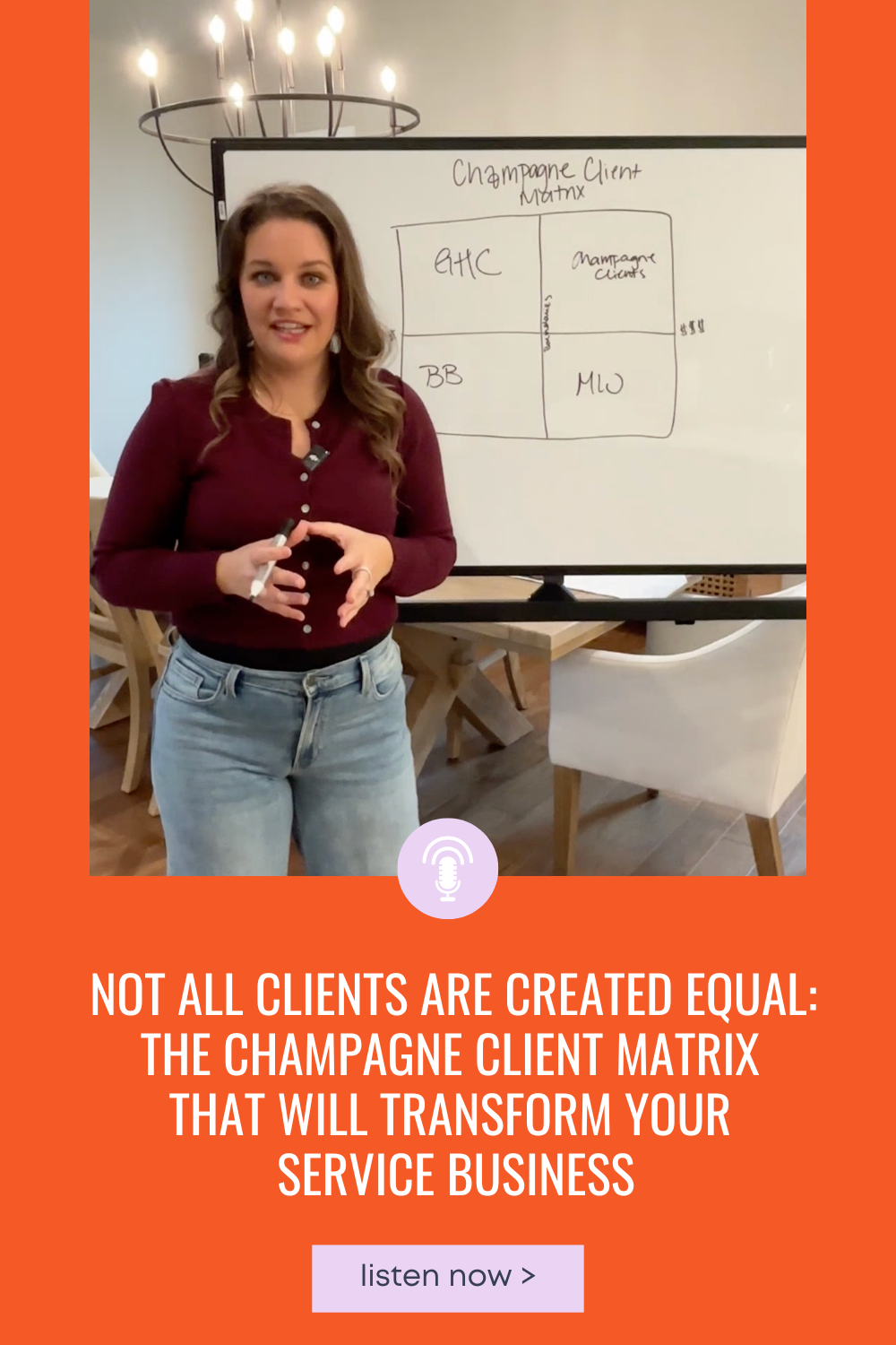 Brandi standing in front of white board