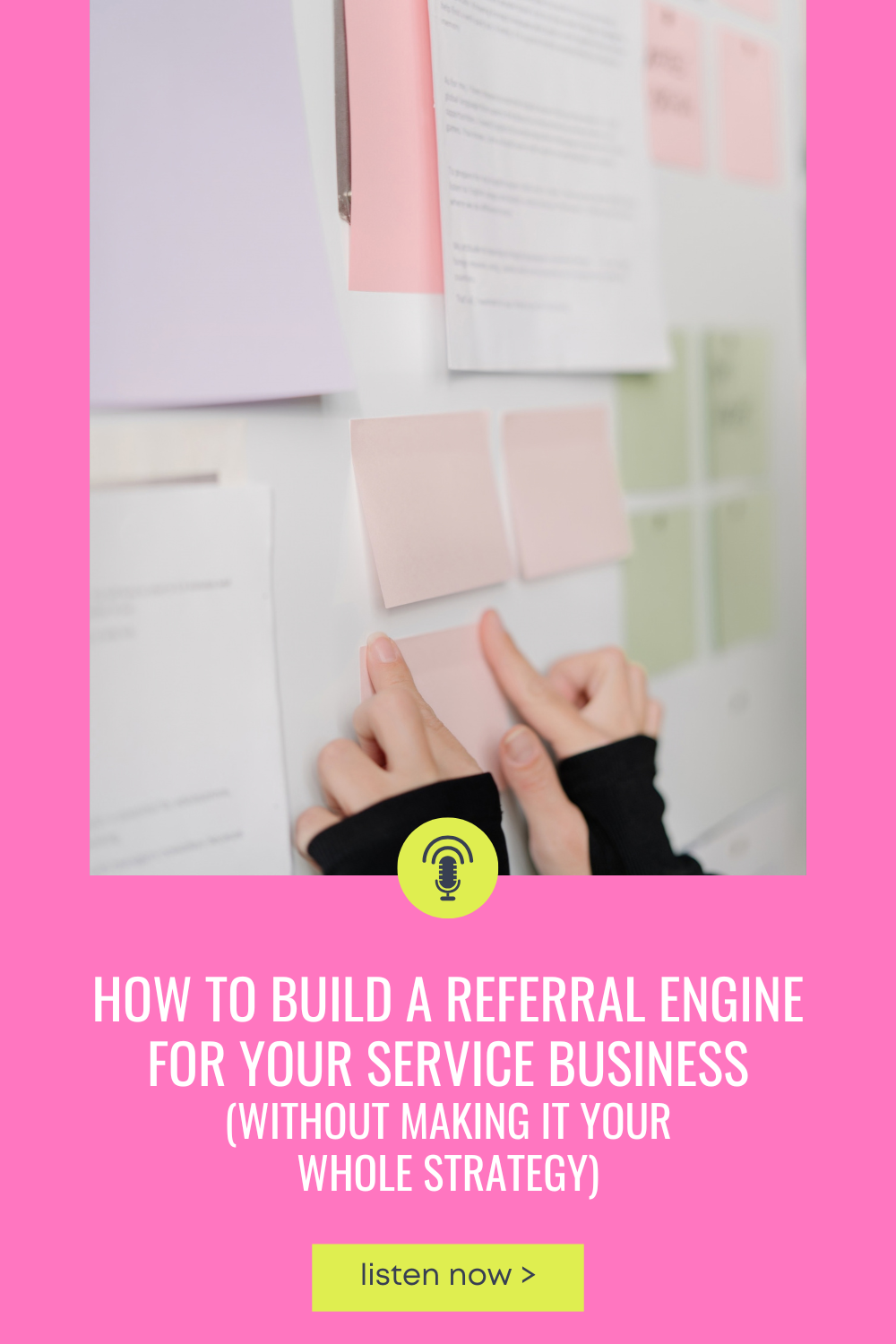 Sticky note organization on wall