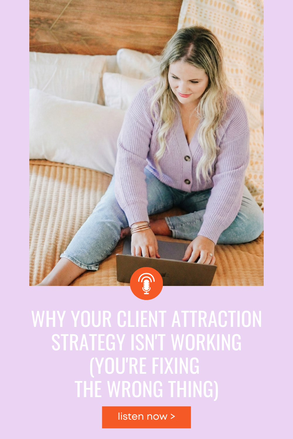 Brandi sitting on bed with laptop